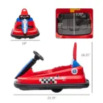 6V Electric Bumper Car for Kids with 360 Degree Rotation, Music and Lights, Red - Image 3