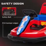 6V Electric Bumper Car for Kids with 360 Degree Rotation, Music and Lights, Red - Image 6