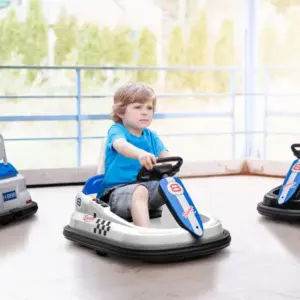electric bumper car for kids 360 rotation 6v toddler ride on toy baby bumping car perfect gift white 1