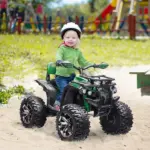 Electric Cars for Kids 12V with Music Realistic Headlights Wide Wheels Rechargeable Battery Green - Image 2