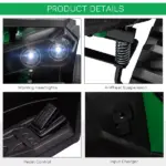 Electric Cars for Kids 12V with Music Realistic Headlights Wide Wheels Rechargeable Battery Green - Image 7