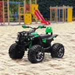 Electric Cars for Kids 12V with Music Realistic Headlights Wide Wheels Rechargeable Battery Green - Image 10
