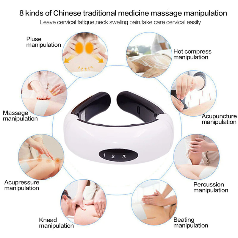 Electric Pulse Neck Massager with 8 Modes and Adjustable Intensity