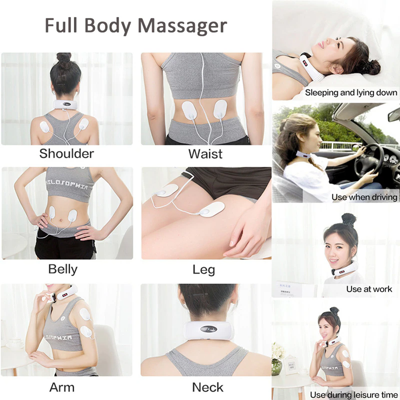Electric Pulse Neck Massager with 8 Modes and Adjustable Intensity