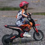 Electric Dirt Bike with Twist Grip Throttle, 24V 350W Off-Road Electric Motorcycle with Brake, Music Horn, for Ages 13+ Years, Red - Image 2