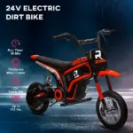 Electric Dirt Bike with Twist Grip Throttle, 24V 350W Off-Road Electric Motorcycle with Brake, Music Horn, for Ages 13+ Years, Red - Image 6