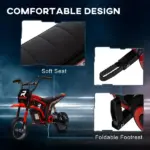Electric Dirt Bike with Twist Grip Throttle, 24V 350W Off-Road Electric Motorcycle with Brake, Music Horn, for Ages 13+ Years, Red - Image 9
