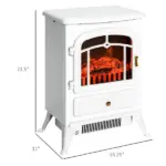 HOMCOM Electric Fireplace Heater White with Realistic LED Log Flames Overheating Safety 750/1500W - Image 3