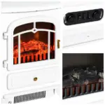 HOMCOM Electric Fireplace Heater White with Realistic LED Log Flames Overheating Safety 750/1500W - Image 7