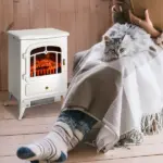 HOMCOM Electric Fireplace Heater White with Realistic LED Log Flames Overheating Safety 750/1500W - Image 8