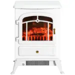 HOMCOM Electric Fireplace Heater White with Realistic LED Log Flames Overheating Safety 750/1500W - Image 9