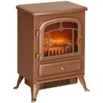 Electric Freestanding Fireplace Stove with Realistic LED Flames and Logs, 750W/1500W, Dark Brown - Image 11