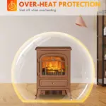 Electric Freestanding Fireplace Stove with Realistic LED Flames and Logs, 750W/1500W, Dark Brown - Image 6