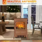 Electric Freestanding Fireplace Stove with Realistic LED Flames and Logs, 750W/1500W, Dark Brown - Image 8
