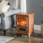 Electric Freestanding Fireplace Stove with Realistic LED Flames and Logs, 750W/1500W, Dark Brown - Image 10