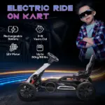Electric Go Kart for Kids, 12V Adjustable Speed,  White - Image 4