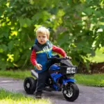 Aosom Electric Motorbike for Kids 6V Ride-On Motorcycle Toy with Music Horn Headlights Blue - Image 2