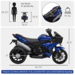 Aosom Electric Motorbike for Kids 6V Ride-On Motorcycle Toy with Music Horn Headlights Blue - Image 3