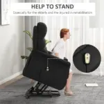 Electric Power Lift Recliner Chair, Easy Remote Operation for Effortless Rising Black - Image 4