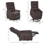 Power Lift Recliner Chair with Heat and Vibration Massage, Brown - Image 3