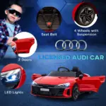 Electric Toy Car for Kids 3-6, 12V Ride on Car with Remote Control, Suspension System, Music, 3.1 MPH, Vibrant Red - Image 4