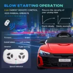 Electric Toy Car for Kids 3-6, 12V Ride on Car with Remote Control, Suspension System, Music, 3.1 MPH, Vibrant Red - Image 6