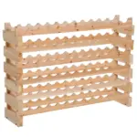 72-Bottle Wooden Wine Rack, Stackable Storage, Natural Wood Finish, for Kitchen or Cellar