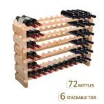 72-Bottle Wooden Wine Rack, Stackable Storage, Natural Wood Finish, for Kitchen or Cellar - Image 5