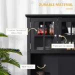Kitchen Buffet with Hutch, Pantry Storage Cabinet with Framed Glass Door, Drawer, Microwave Space, Black - Image 5