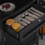 Kitchen Buffet with Hutch, Pantry Storage Cabinet with Framed Glass Door, Drawer, Microwave Space, Black - Image 9