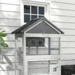 Wooden Bird Aviary with Slide-Out Tray Ladder Perches for Finches Parakeets Cozy Gray - Image 9