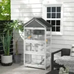 Wooden Bird Aviary with Slide-Out Tray Ladder Perches for Finches Parakeets Cozy Gray - Image 10