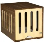 Wooden Pet Crate Table with Plush Cushion, Side Entry, Removable Door, Brown