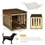 Wooden Pet Crate Table with Plush Cushion, Side Entry, Removable Door, Brown - Image 3