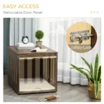 Wooden Pet Crate Table with Plush Cushion, Side Entry, Removable Door, Brown - Image 5