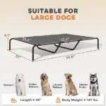 PawHut Elevated Dog Bed for Large Breeds Gray 60"L - Image 3
