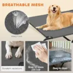 PawHut Elevated Dog Bed for Large Breeds Gray 60"L - Image 5