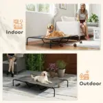 PawHut Elevated Dog Bed for Large Breeds Gray 60"L - Image 6
