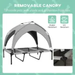 Elevated Dog Bed with Canopy, Raised Outdoor Pet Bed for Camping with Washable Breathable Mesh, 42" x 30" x 37" - Image 5