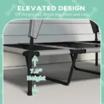 Elevated Dog Bed with Canopy, Raised Outdoor Pet Bed for Camping with Washable Breathable Mesh, 42" x 30" x 37" - Image 7