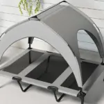Elevated Dog Bed with Canopy, Raised Outdoor Pet Bed for Camping with Washable Breathable Mesh, 42" x 30" x 37" - Image 8