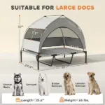 Elevated Dog Bed with Removable Canopy, Portable Outside Raised Pet Cot with Cooling Pad, Storage Bag, 42" x 30" x 37" - Image 3