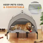 Elevated Dog Bed with Removable Canopy, Portable Outside Raised Pet Cot with Cooling Pad, Storage Bag, 42" x 30" x 37" - Image 4