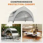 Elevated Dog Bed with Removable Canopy, Portable Outside Raised Pet Cot with Cooling Pad, Storage Bag, 42" x 30" x 37" - Image 5