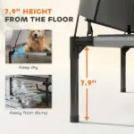 Elevated Dog Bed with Removable Canopy, Portable Outside Raised Pet Cot with Cooling Pad, Storage Bag, 42" x 30" x 37" - Image 6