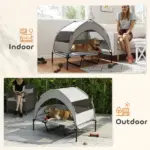 Elevated Dog Bed with Removable Canopy, Portable Outside Raised Pet Cot with Cooling Pad, Storage Bag, 42" x 30" x 37" - Image 8