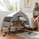 Elevated Dog Bed with Removable Canopy, Portable Outside Raised Pet Cot with Cooling Pad, Storage Bag, 42" x 30" x 37" - Image 10