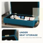 PawHut Elevated Dog Bed with Storage Space and Soft Cushion Dark Blue - Image 5