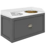 Elevated Dog Bowl Station with Storage Drawer 21L Capacity and 2 Stainless Bowls Gray