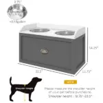 Elevated Dog Bowl Station with Storage Drawer 21L Capacity and 2 Stainless Bowls Gray - Image 3